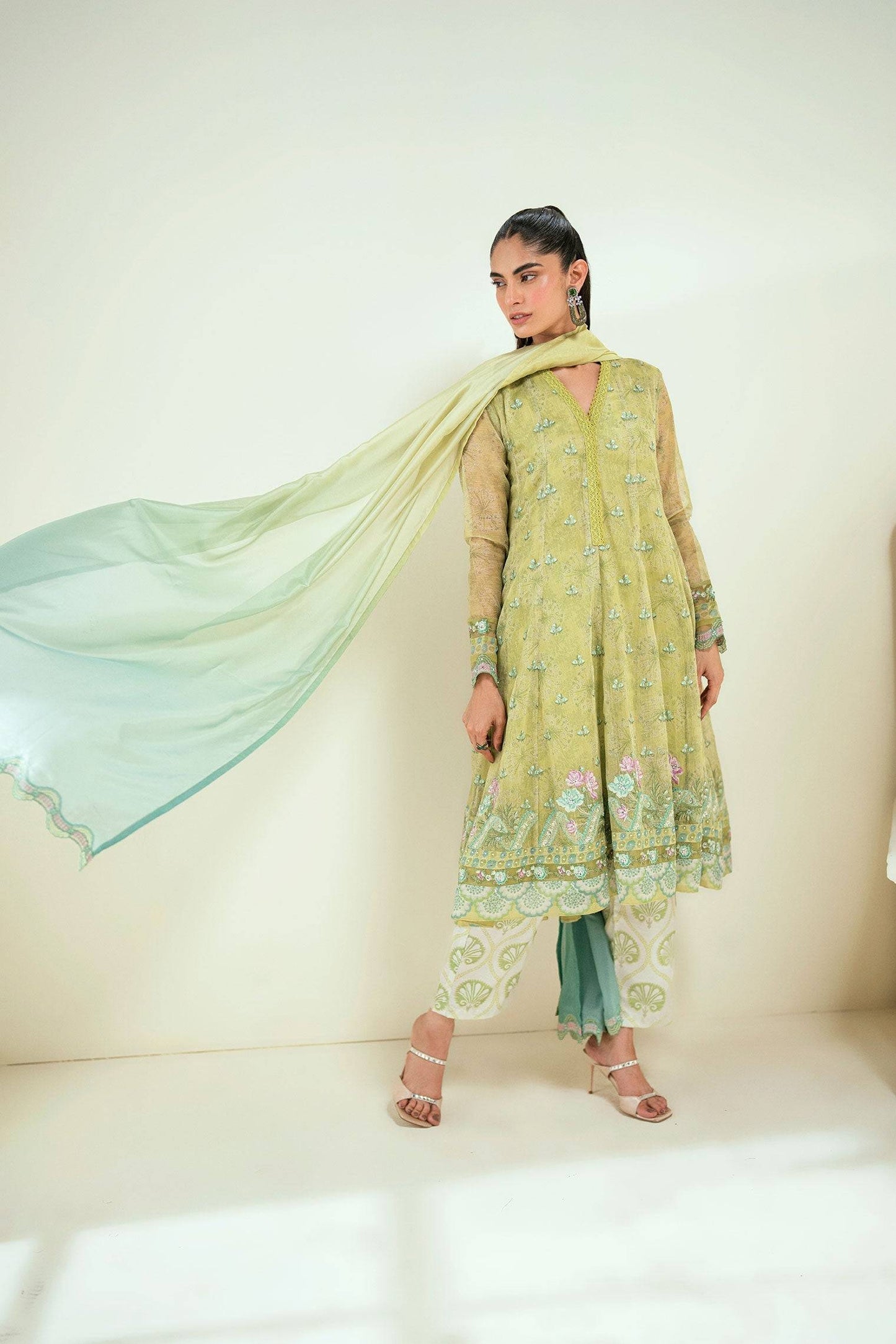 Dhanak | Signature Pret | SS25DA-2729 L-GREEN by Maria Faisal - Registered Vendor of : Dhanak - type : Ladies Clothes - 100% original wedding dresses