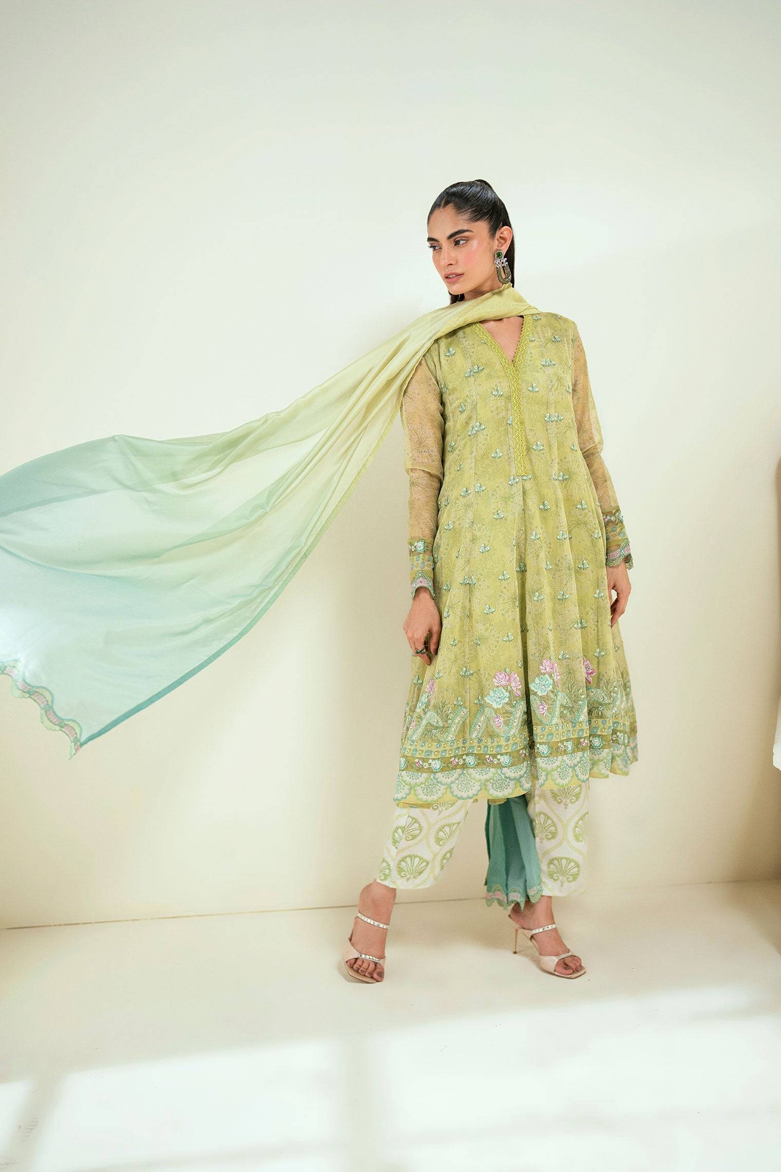 Dhanak | Signature Pret | SS25DA-2729 L-GREEN by Maria Faisal - Registered Vendor of : Dhanak - type : Ladies Clothes - 100% original wedding dresses
