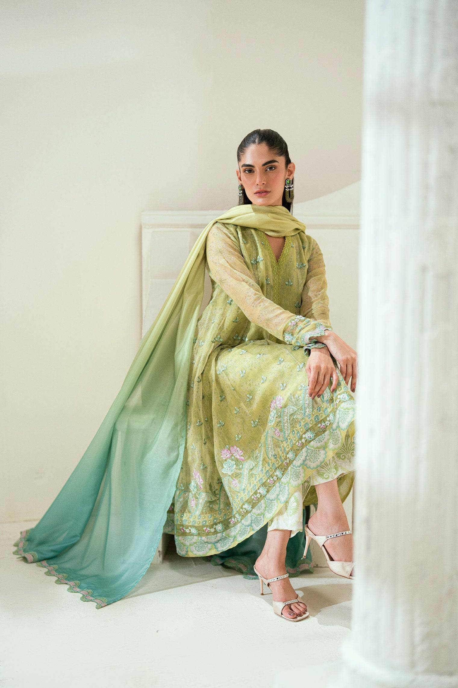 Dhanak | Signature Pret | SS25DA-2729 L-GREEN by Maria Faisal - Registered Vendor of : Dhanak - type : Ladies Clothes - 100% original wedding dresses
