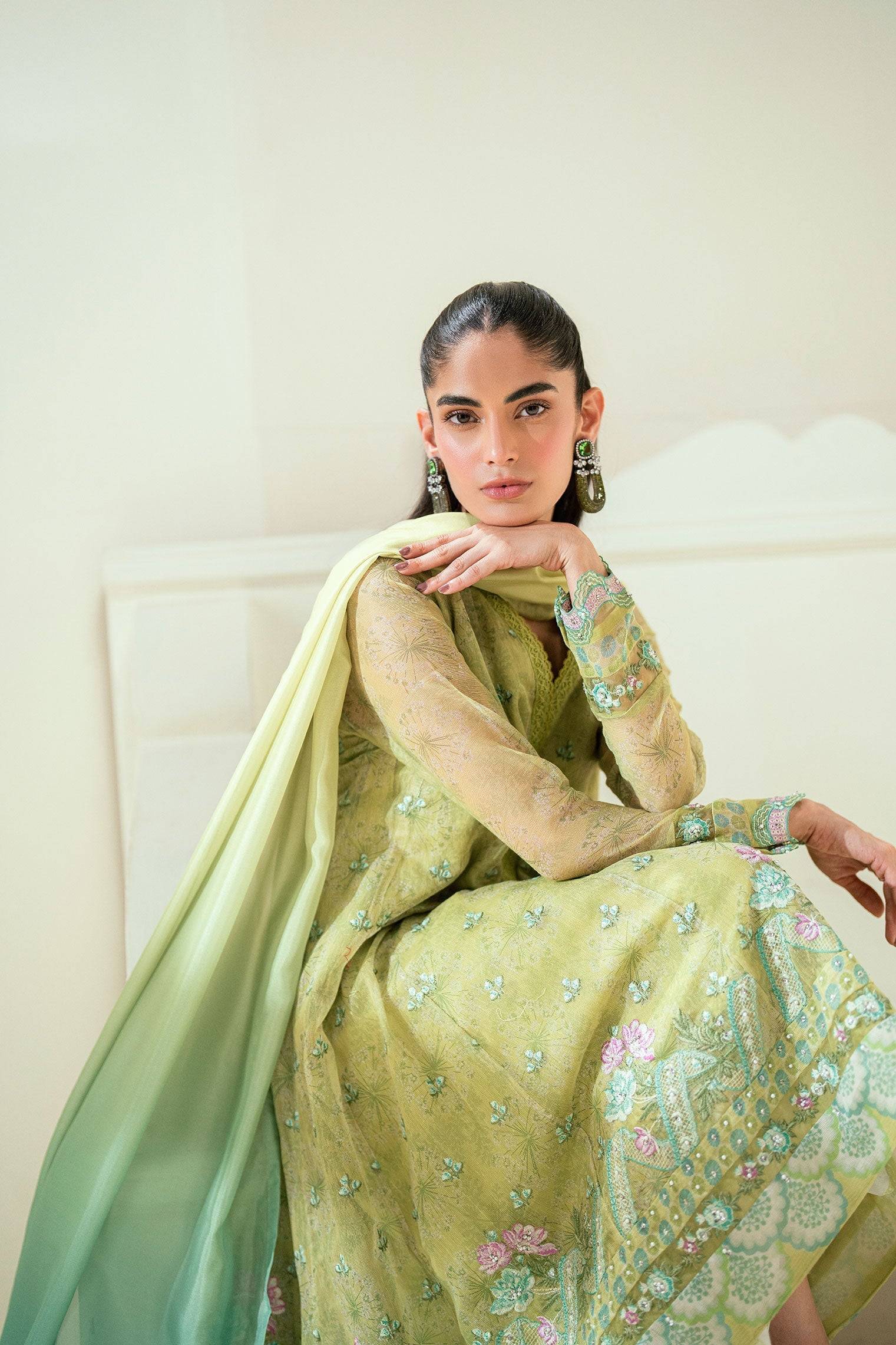 Dhanak | Signature Pret | SS25DA-2729 L-GREEN by Maria Faisal - Registered Vendor of : Dhanak - type : Ladies Clothes - 100% original wedding dresses