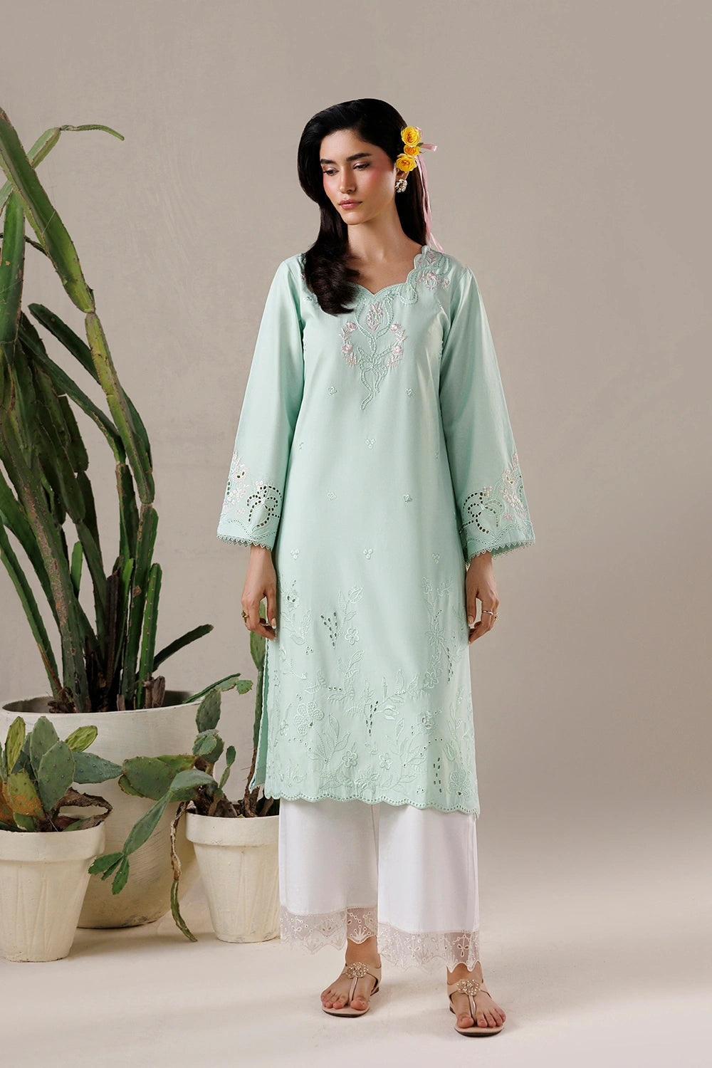 Azure | Chic Essentials |Dew Drop - Casual Dress - available at Maria Faisal in UK and USA.