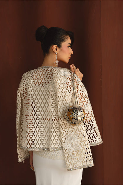 Mysie | Festive 26 | Snowy - Luxury Dress - available at Maria Faisal in UK and USA.