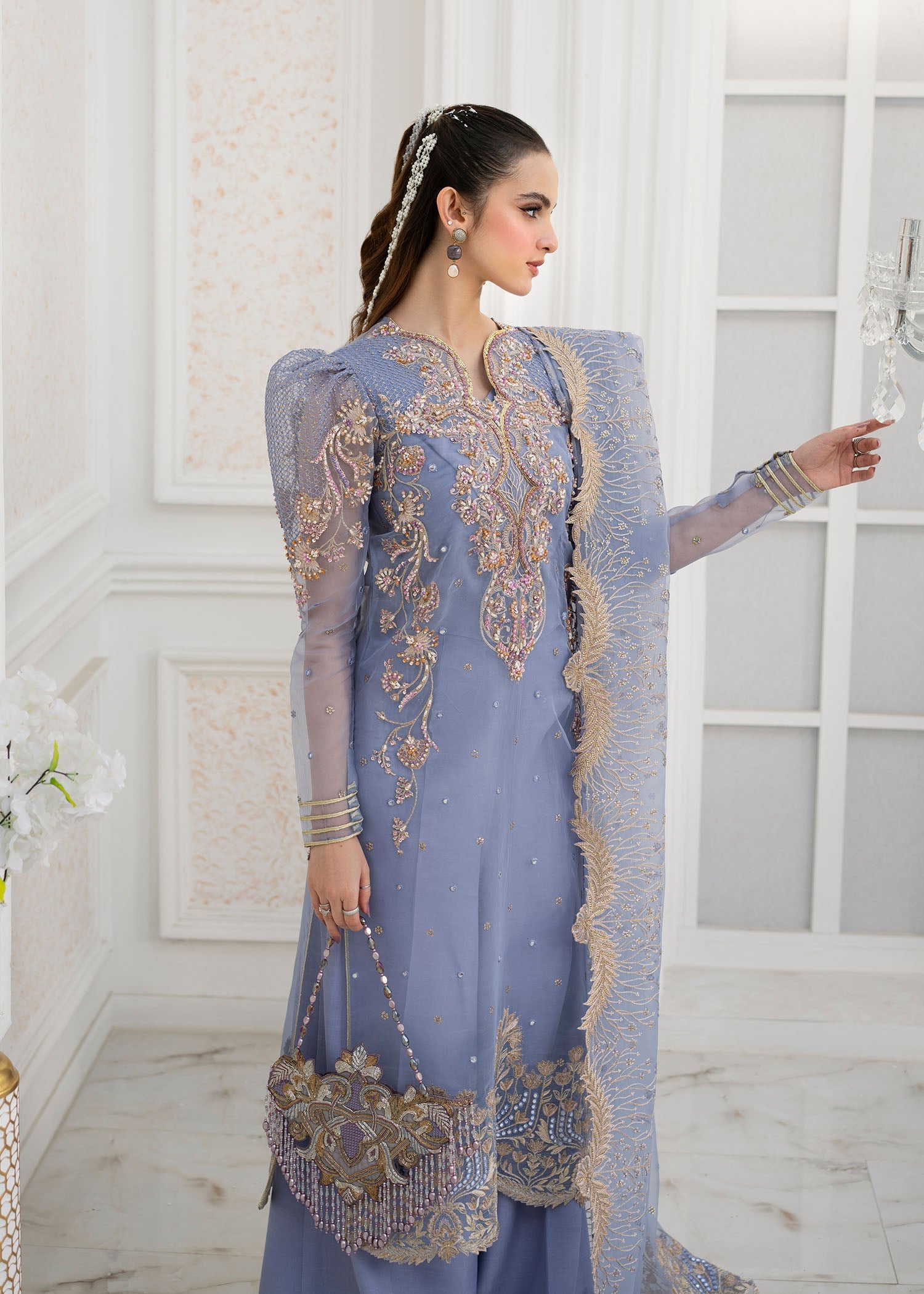 Jamnii | The Aura | Elsa - Designer Dress with Intricate embroidery and embellishments. Shop elegent wedding dress at Maria Faisal.
