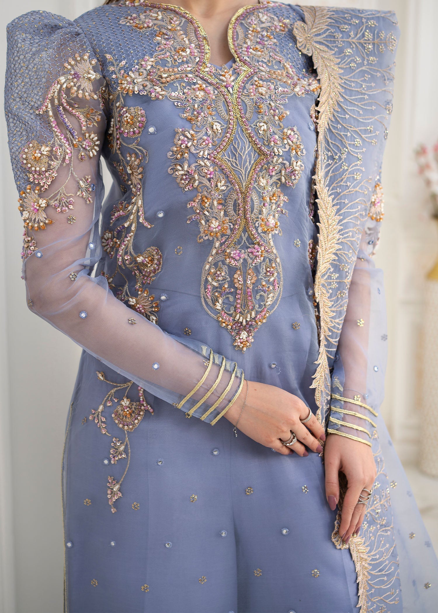 Jamnii | The Aura | Elsa - Designer Dress with Intricate embroidery and embellishments. Shop elegent wedding dress at Maria Faisal.