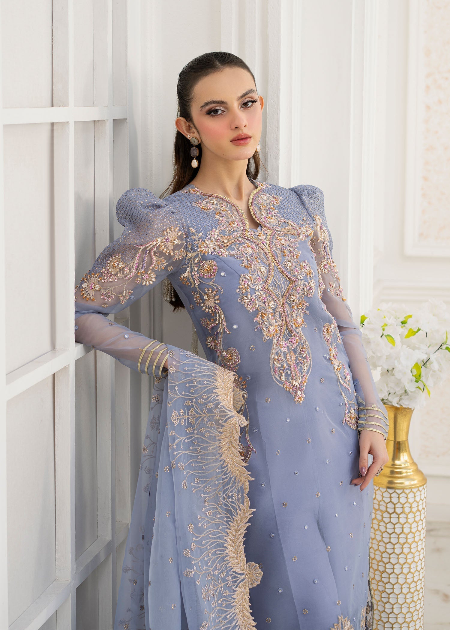 Jamnii | The Aura | Elsa - Designer Dress with Intricate embroidery and embellishments. Shop elegent wedding dress at Maria Faisal.
