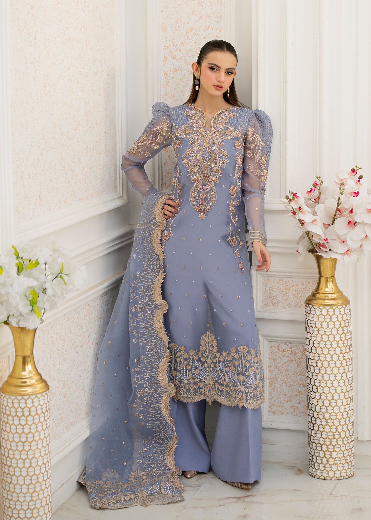 Jamnii | The Aura | Elsa - Designer Dress with Intricate embroidery and embellishments. Shop elegent wedding dress at Maria Faisal.