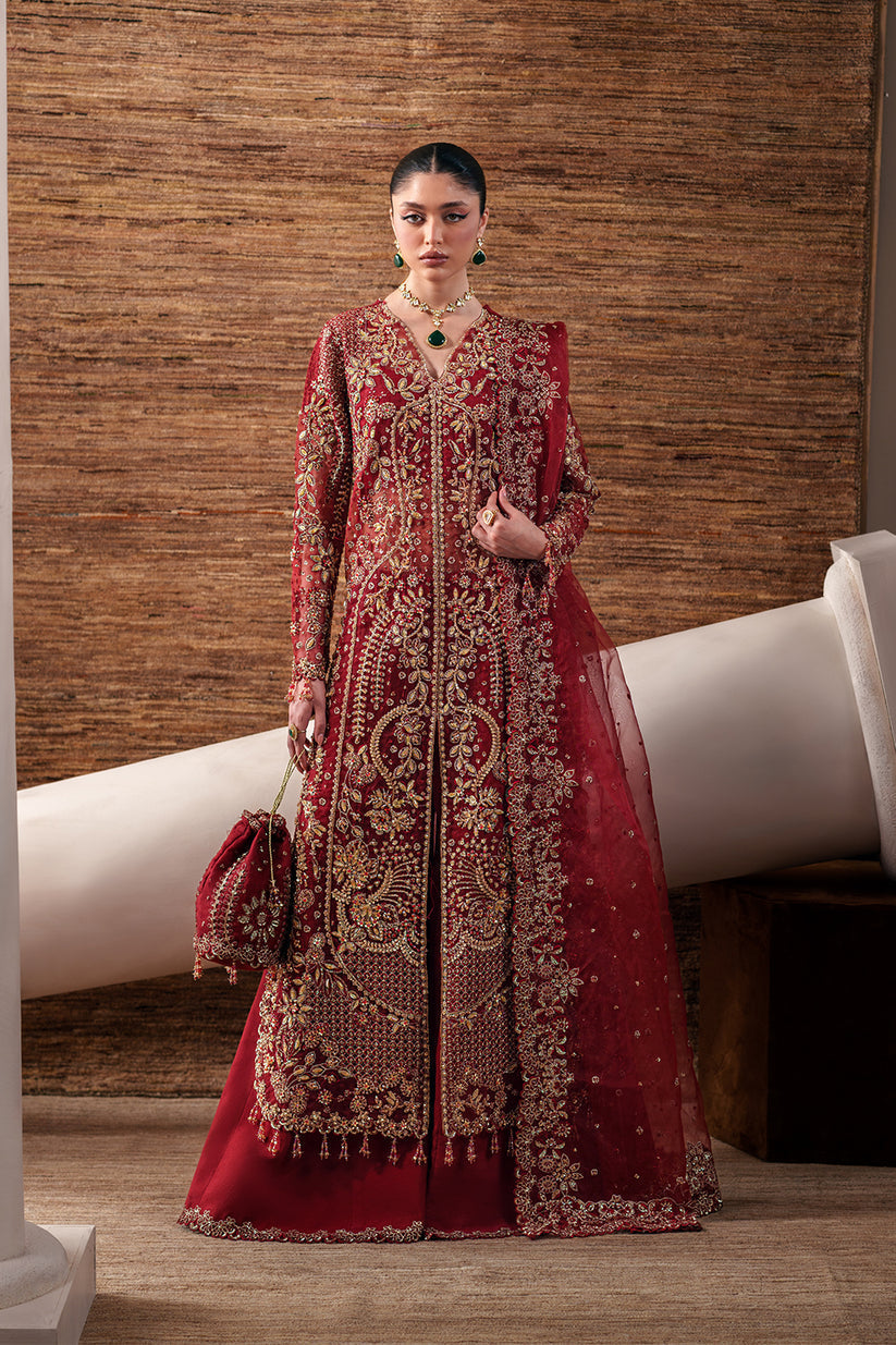 Emaan Adeel | Starlit Jewels | Ruby Veil - Formal Dress - available at Maria Faisal in UK and USA.