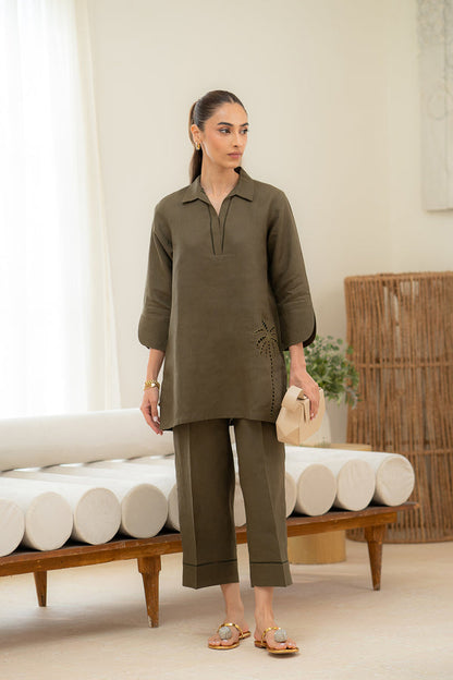 Sahar | Pre Essential Emb Edit | Olive Dusk - Ladies Clothes - Maria Faisal