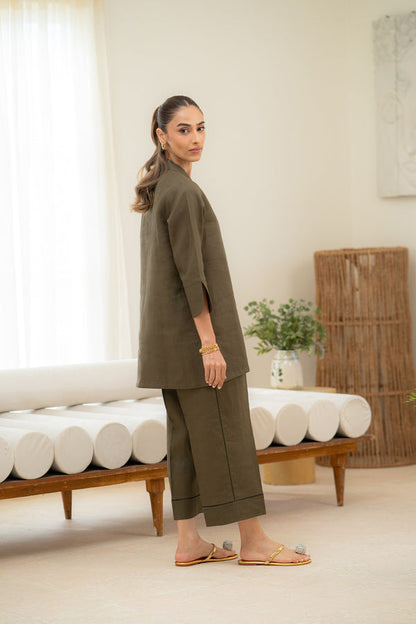 Sahar | Pre Essential Emb Edit | Olive Dusk - Ladies Clothes - Maria Faisal