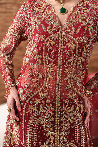 Emaan Adeel | Starlit Jewels | Ruby Veil - Formal Dress - available at Maria Faisal in UK and USA.