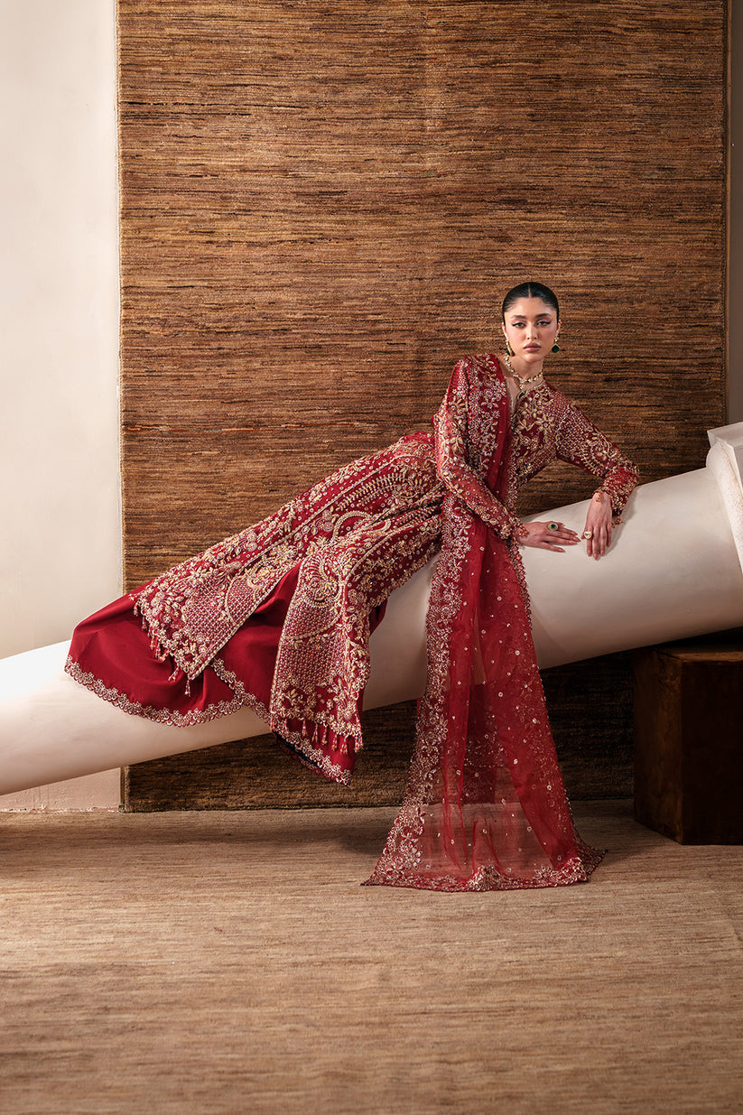 Emaan Adeel | Starlit Jewels | Ruby Veil - Formal Dress - available at Maria Faisal in UK and USA.