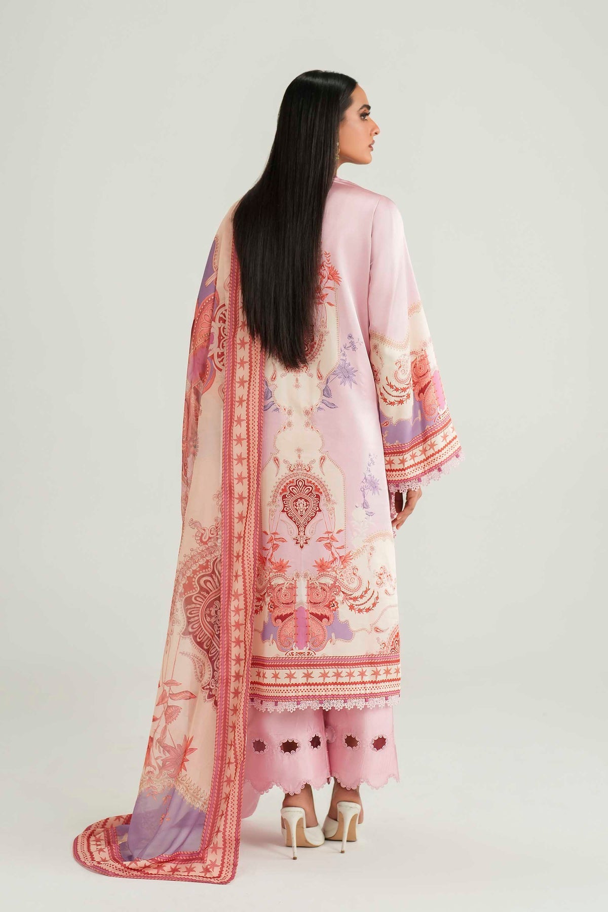 Akbar Aslam | Silk Pret | Blush - Luxury Dress - available at Maria Faisal in UK and USA.