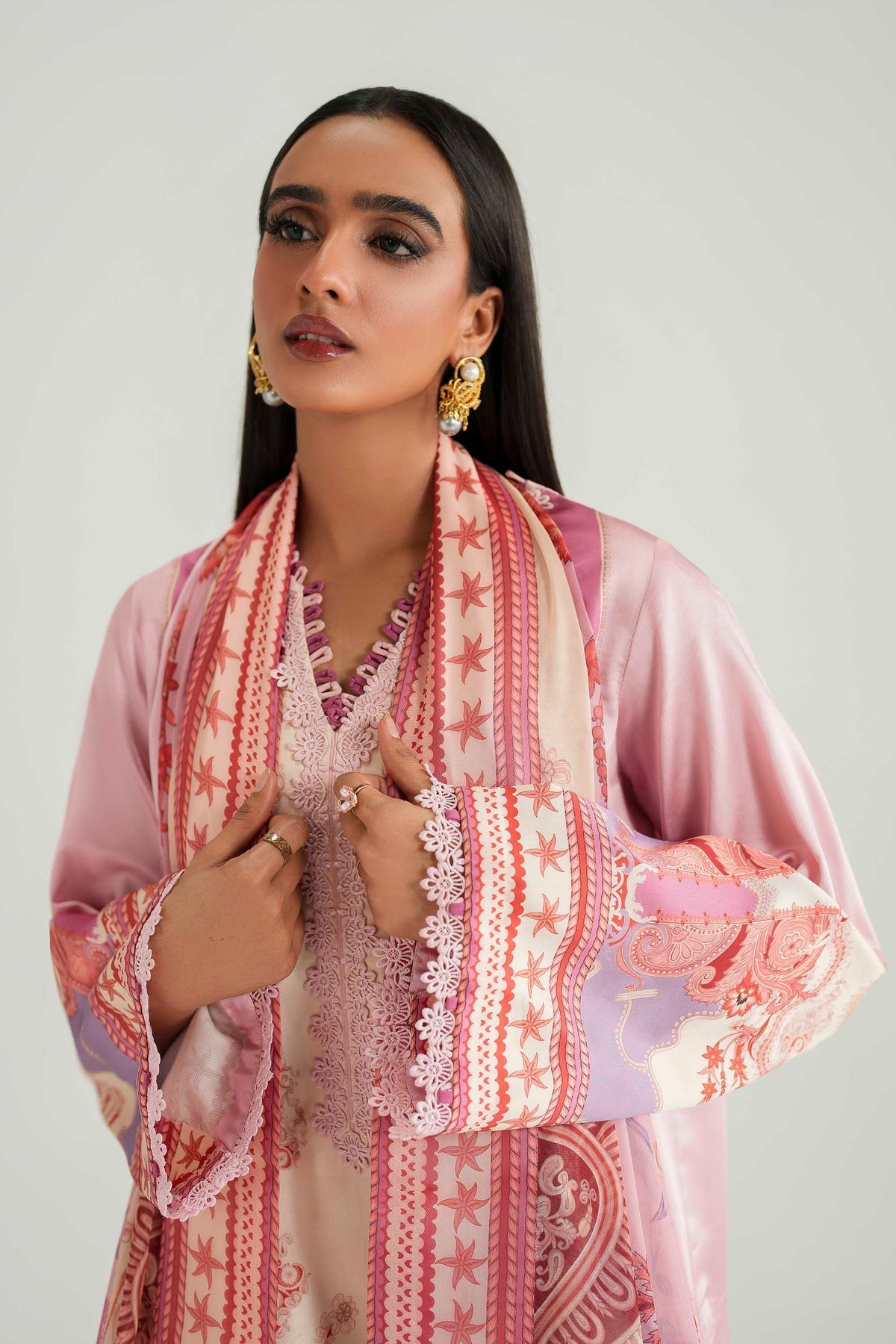 Akbar Aslam | Silk Pret | Blush - Luxury Dress - available at Maria Faisal in UK and USA.