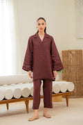 Sahar | Pre Essential Emb Edit | Cherry Noir - Ladies Clothes - Maria Faisal