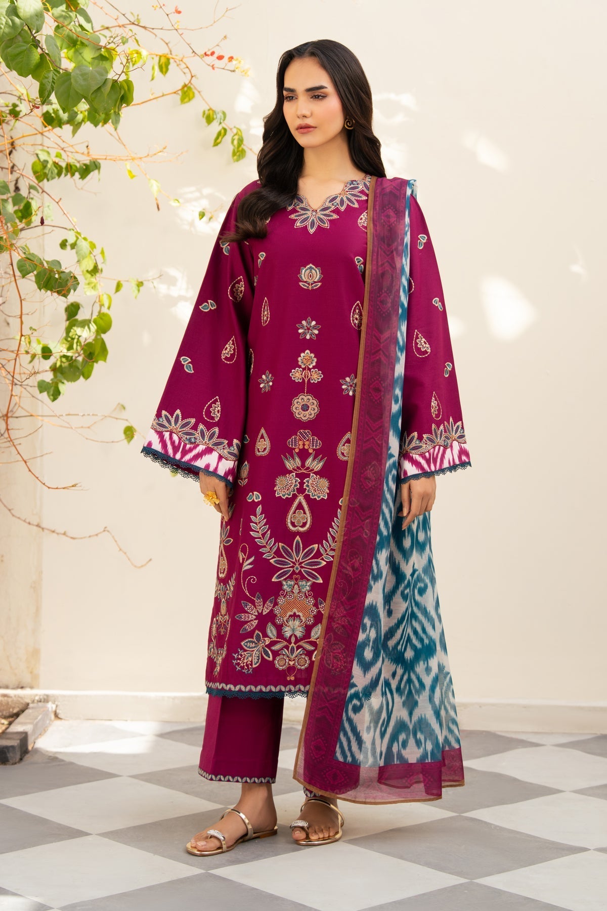 Xenia Formals | Namah Lawn 26 | NELAM - Formal Dress - available at Maria Faisal in UK and USA.