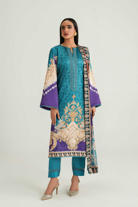 Akbar Aslam | Silk Pret | Azure - Luxury Dress - available at Maria Faisal in UK and USA.
