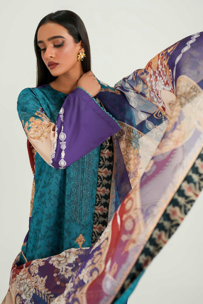Akbar Aslam | Silk Pret | Azure - Luxury Dress - available at Maria Faisal in UK and USA.