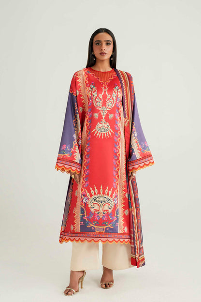 Akbar Aslam | Silk Pret | Coral - Luxury Dress - available at Maria Faisal in UK and USA.