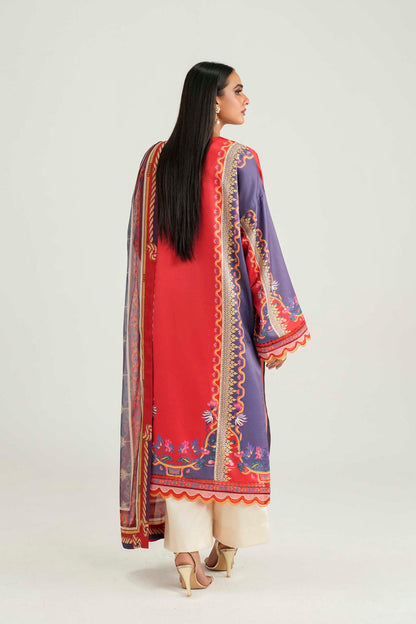 Akbar Aslam | Silk Pret | Coral - Luxury Dress - available at Maria Faisal in UK and USA.