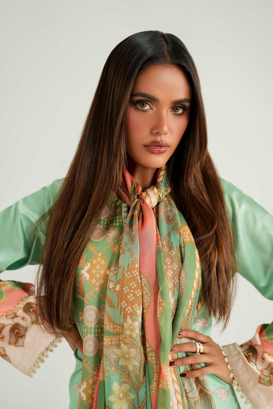 Akbar Aslam | Silk Pret | Zinnia - Luxury Dress - available at Maria Faisal in UK and USA.