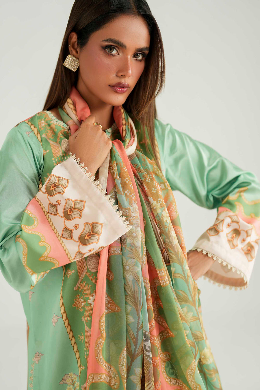 Akbar Aslam | Silk Pret | Zinnia - Luxury Dress - available at Maria Faisal in UK and USA.