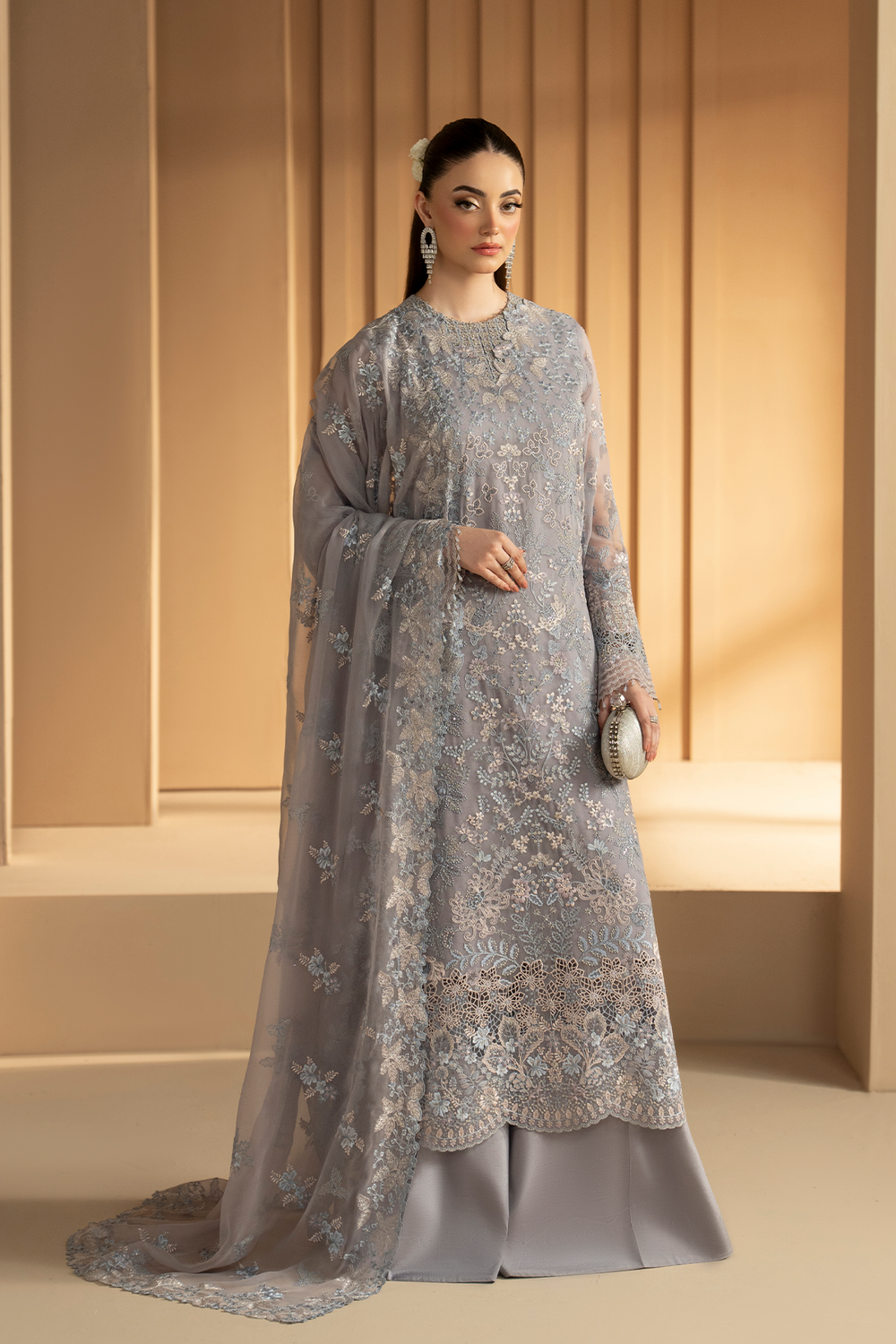 Lavish Premium | Purkashish Formals | Silver Sage - Formal Dress - available at Maria Faisal in UK and USA.