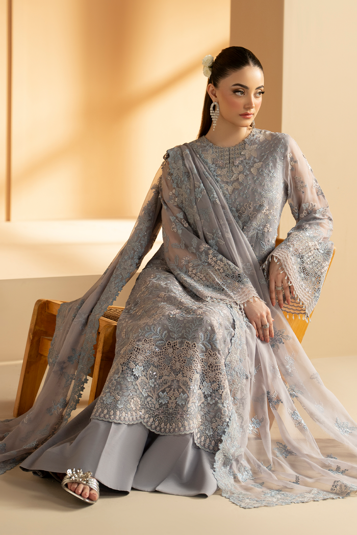 Lavish Premium | Purkashish Formals | Silver Sage - Formal Dress - available at Maria Faisal in UK and USA.
