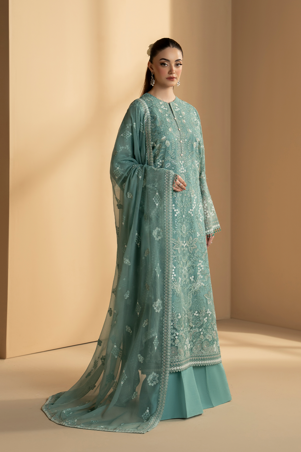 Lavish Premium | Purkashish Formals | Aqua Mist - Formal Dress - available at Maria Faisal in UK and USA.