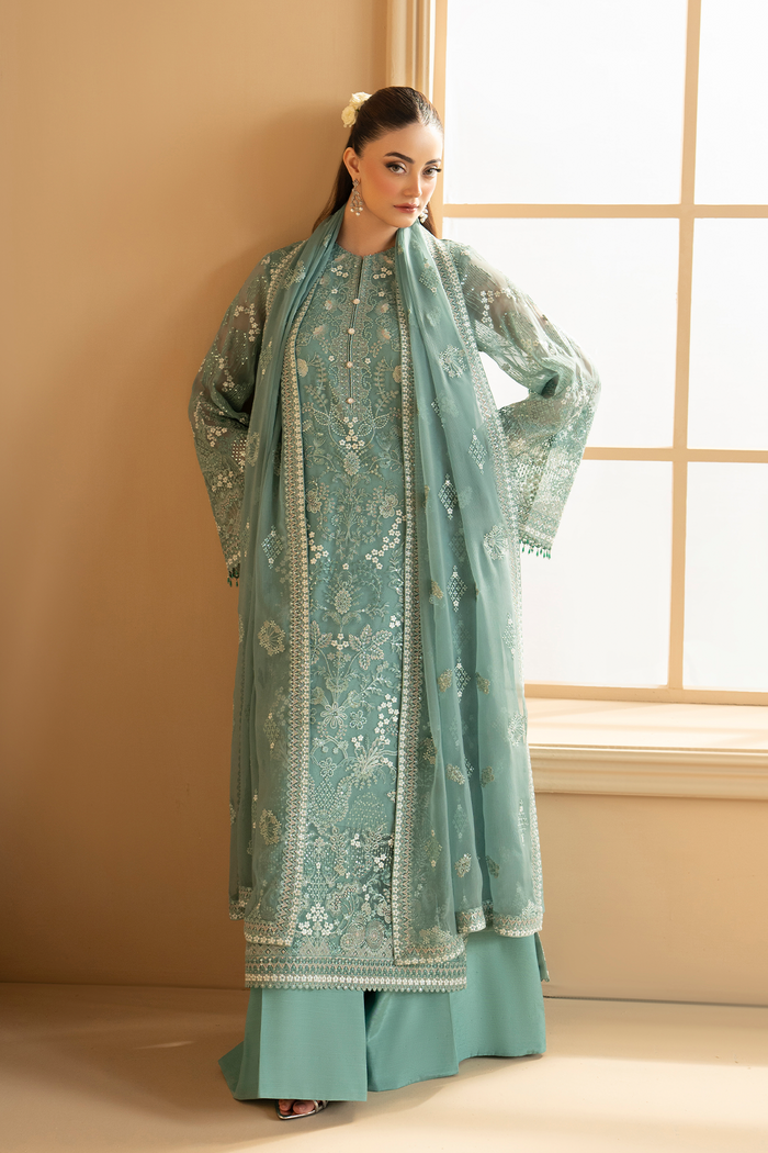 Lavish Premium | Purkashish Formals | Aqua Mist - Formal Dress - available at Maria Faisal in UK and USA.