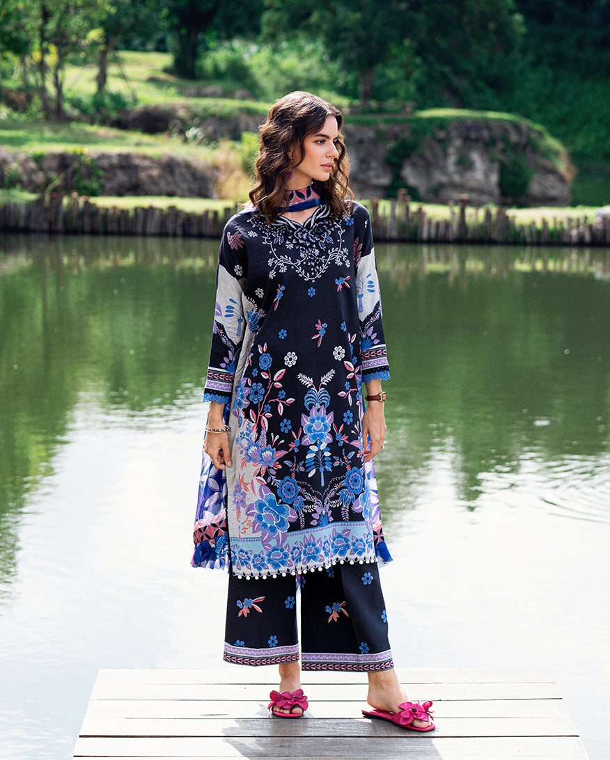 Roheenaz | Garden Veal Printed Lawn 25 |BlackBerry Frost - Ladies Clothes 