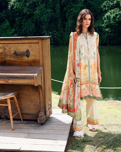 Roheenaz | Garden Veal Printed Lawn 25 | Gold Riddle by Maria Faisal - Registered Vendor of : Roheenaz - type : Ladies Clothes - 100% original wedding dresses