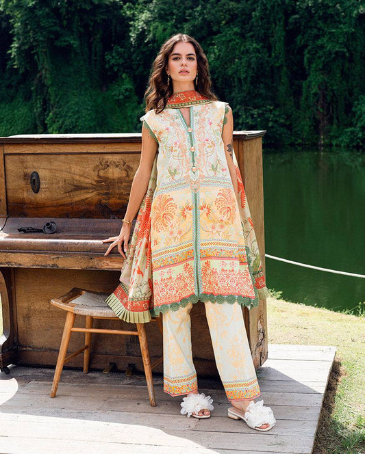 Roheenaz | Garden Veal Printed Lawn 25 | Gold Riddle by Maria Faisal - Registered Vendor of : Roheenaz - type : Ladies Clothes - 100% original wedding dresses