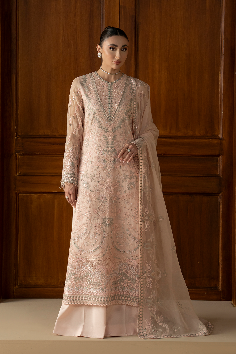 Lavish Premium | Purkashish Formals | Peach Elan - Formal Dress - available at Maria Faisal in UK and USA.