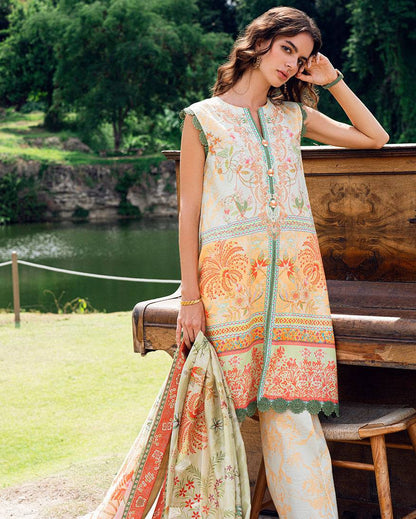 Roheenaz | Garden Veal Printed Lawn 25 | Gold Riddle by Maria Faisal - Registered Vendor of : Roheenaz - type : Ladies Clothes - 100% original wedding dresses