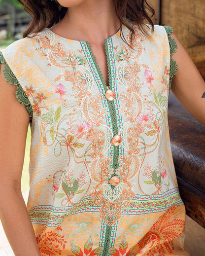 Roheenaz | Garden Veal Printed Lawn 25 | Gold Riddle by Maria Faisal - Registered Vendor of : Roheenaz - type : Ladies Clothes - 100% original wedding dresses