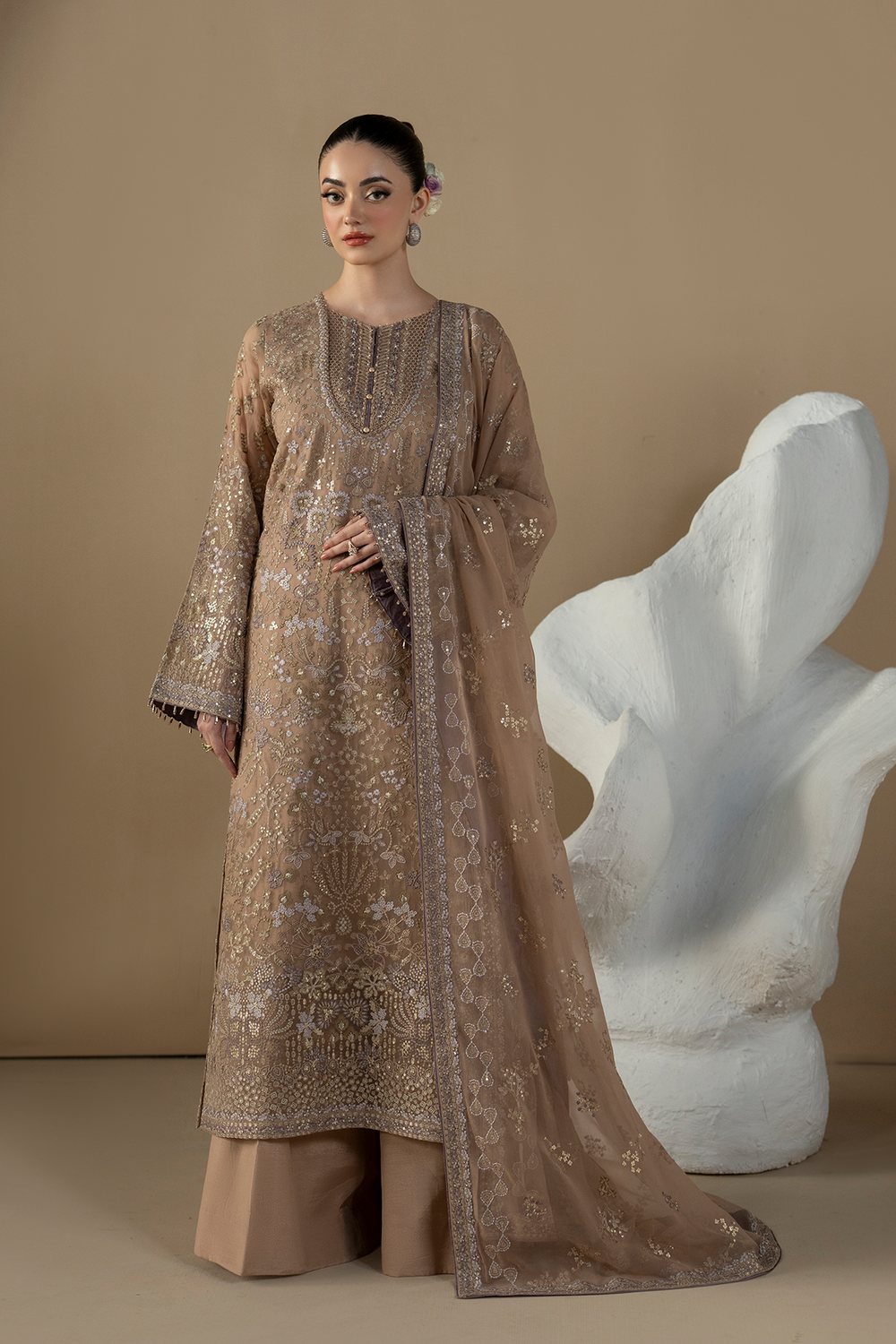 Lavish Premium | Purkashish Formals | Mauve Taupe - Formal Dress - available at Maria Faisal in UK and USA.