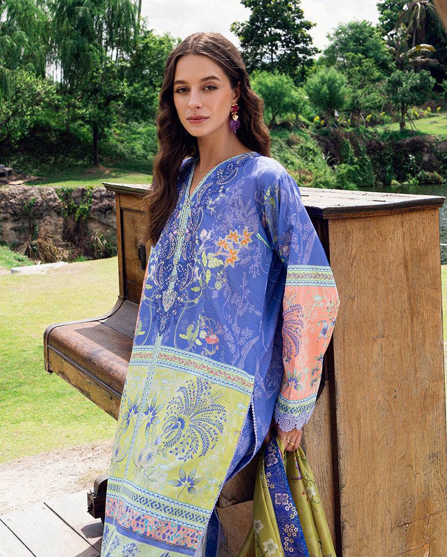 Roheenaz | Garden Veal Printed Lawn 25 | Inky Bloom by Maria Faisal - Registered Vendor of : Roheenaz - type : Ladies Clothes - 100% original wedding dresses