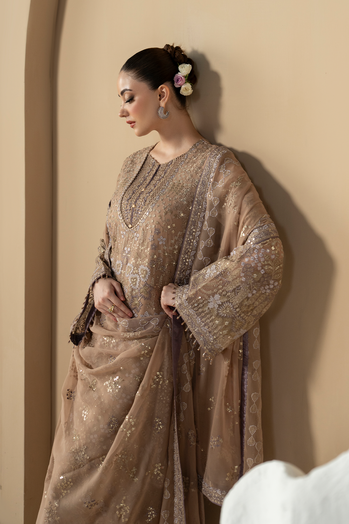 Lavish Premium | Purkashish Formals | Mauve Taupe - Formal Dress - available at Maria Faisal in UK and USA.