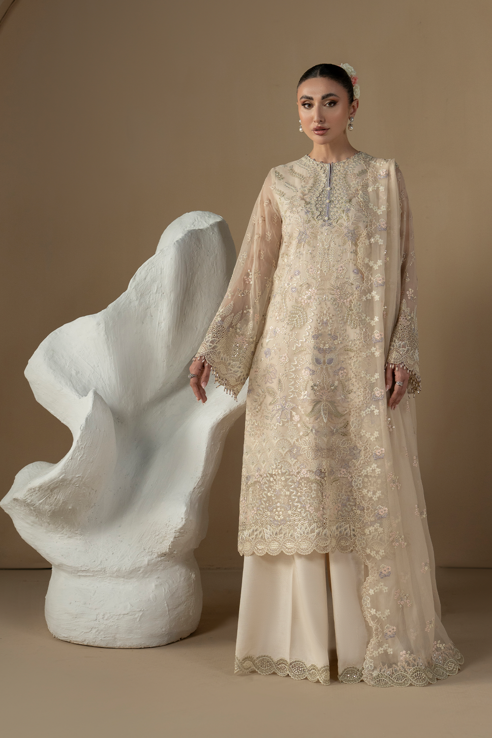 Lavish Premium | Purkashish Formals | Pearl Ivory - Formal Dress - available at Maria Faisal in UK and USA.