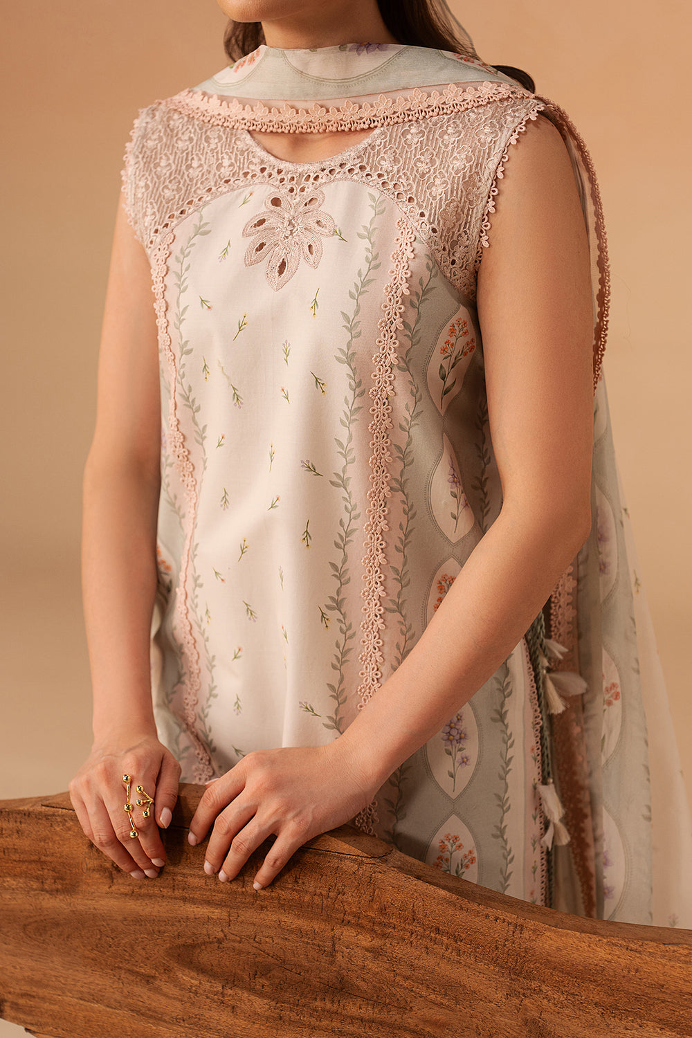 Afrozeh | The Haze 26 | Sunnival Ivory - Luxury Dress - available at Maria Faisal in UK and USA.