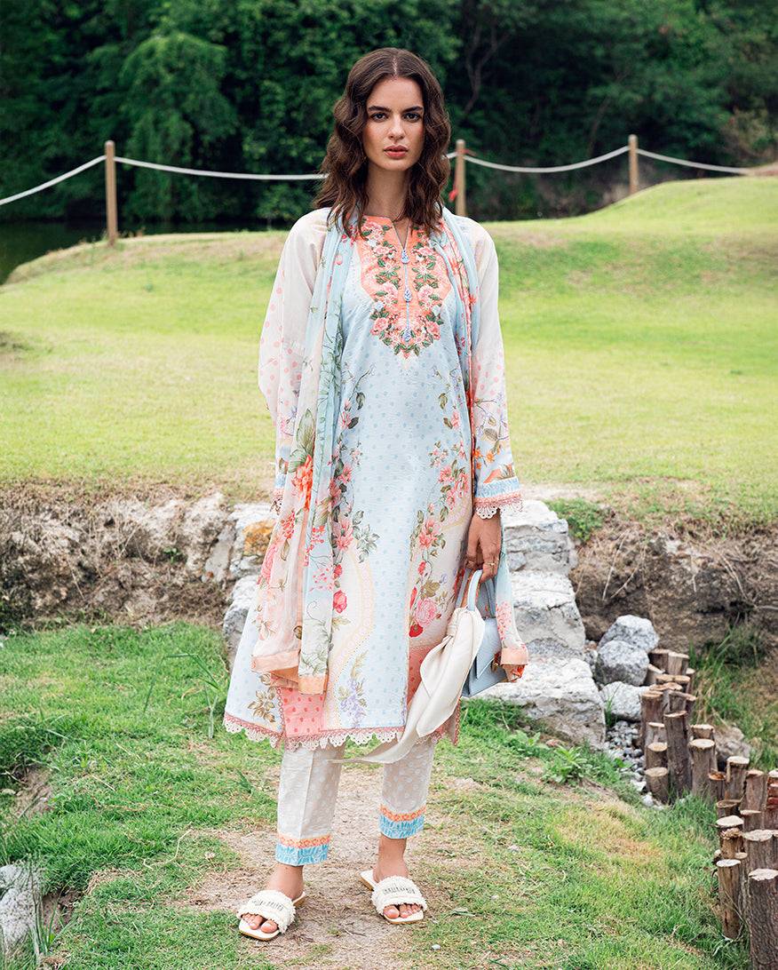 Roheenaz | Garden Veal Printed Lawn 25 | Cloudberey glaze by Maria Faisal - Registered Vendor of : Roheenaz - type : Ladies Clothes - 100% original wedding dresses