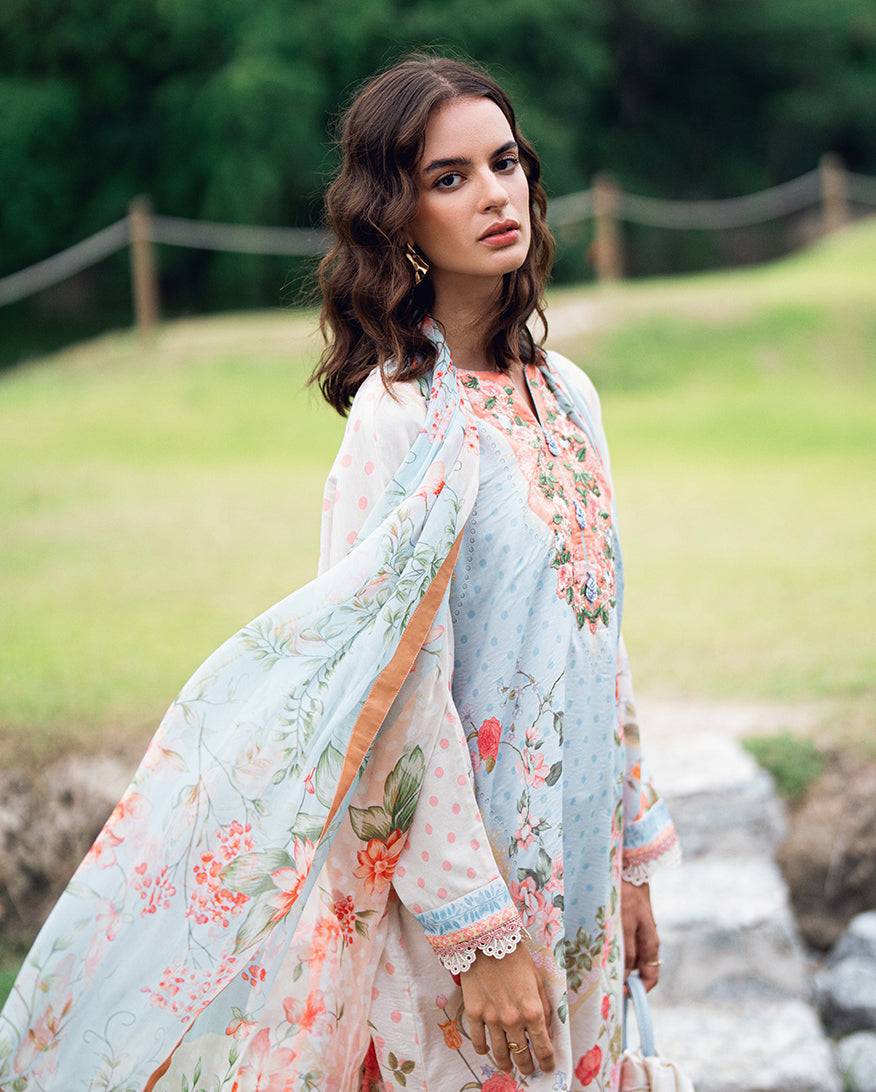 Roheenaz | Garden Veal Printed Lawn 25 | Cloudberey glaze by Maria Faisal - Registered Vendor of : Roheenaz - type : Ladies Clothes - 100% original wedding dresses