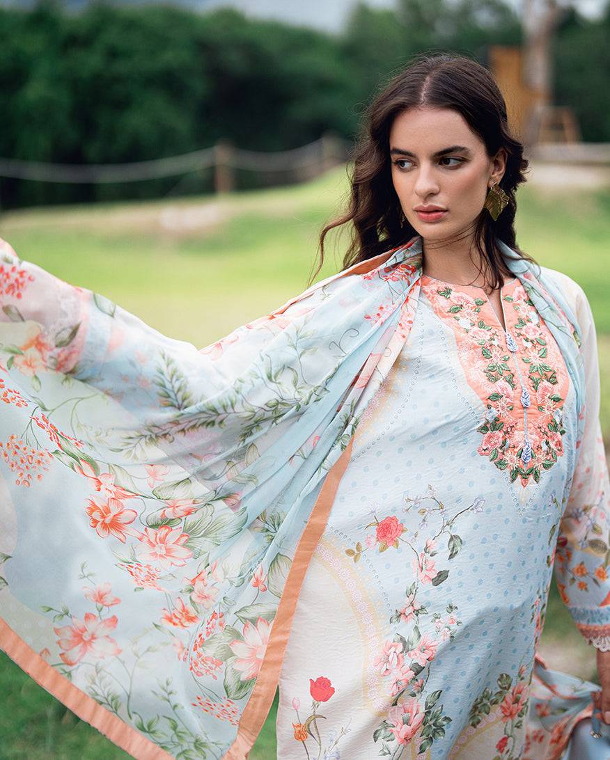 Roheenaz | Garden Veal Printed Lawn 25 | Cloudberey glaze by Maria Faisal - Registered Vendor of : Roheenaz - type : Ladies Clothes - 100% original wedding dresses