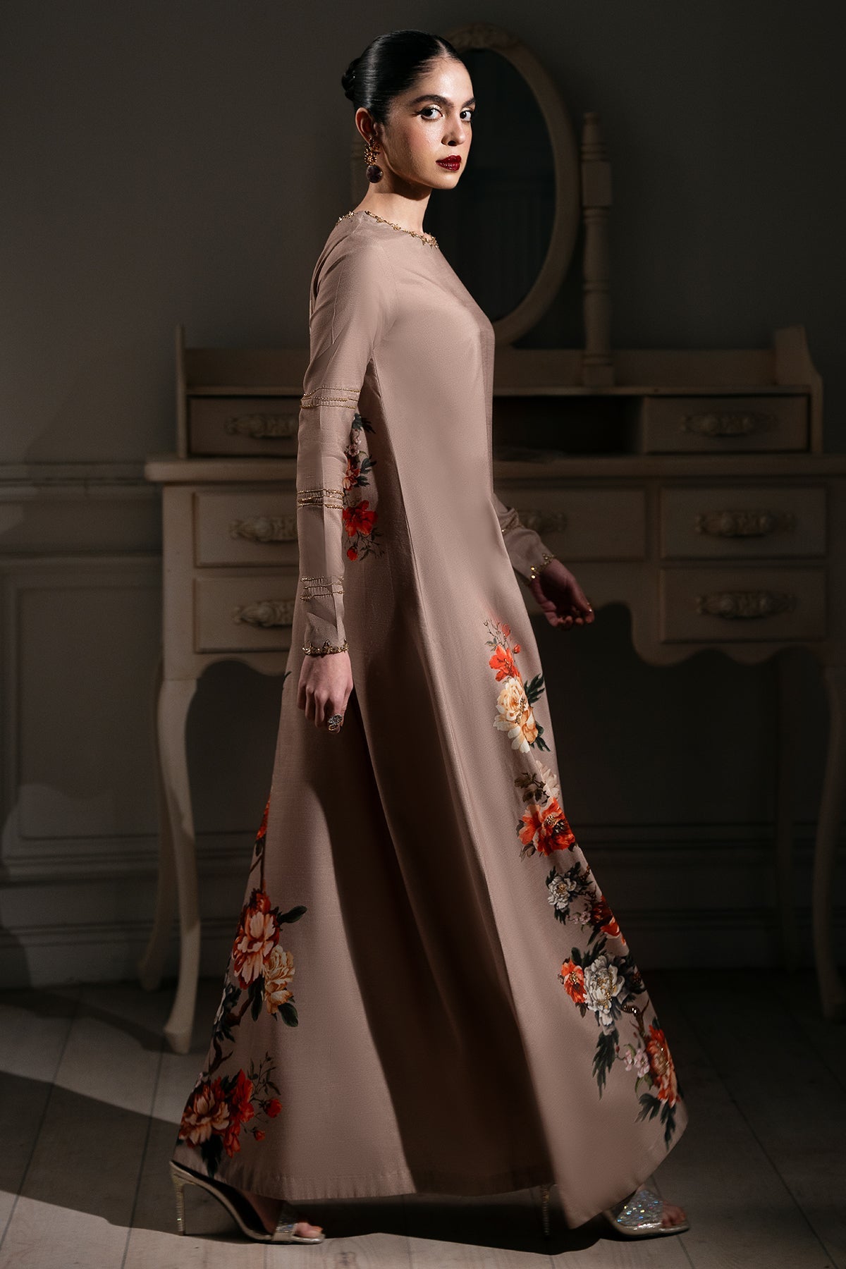 Mina Kashif | Emilie Formals | Koya (Beige) - Formal Dress - available at Maria Faisal in UK and USA.