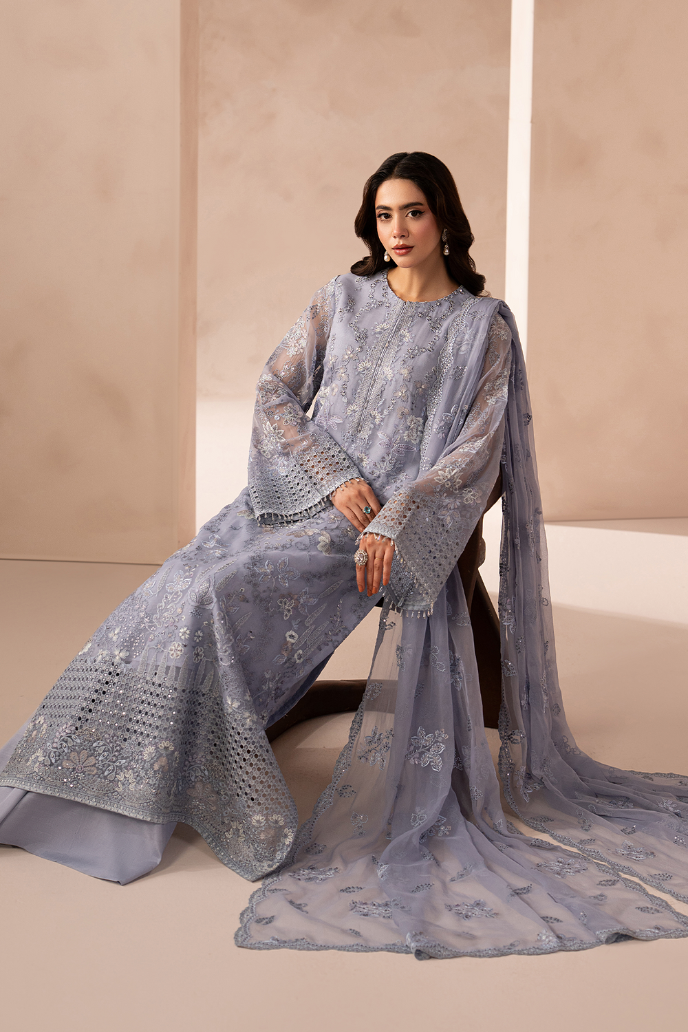 Lavish Premium | Izhare Muhabbat | Grey Elegance - Formal Dress - available at Maria Faisal in UK and USA.