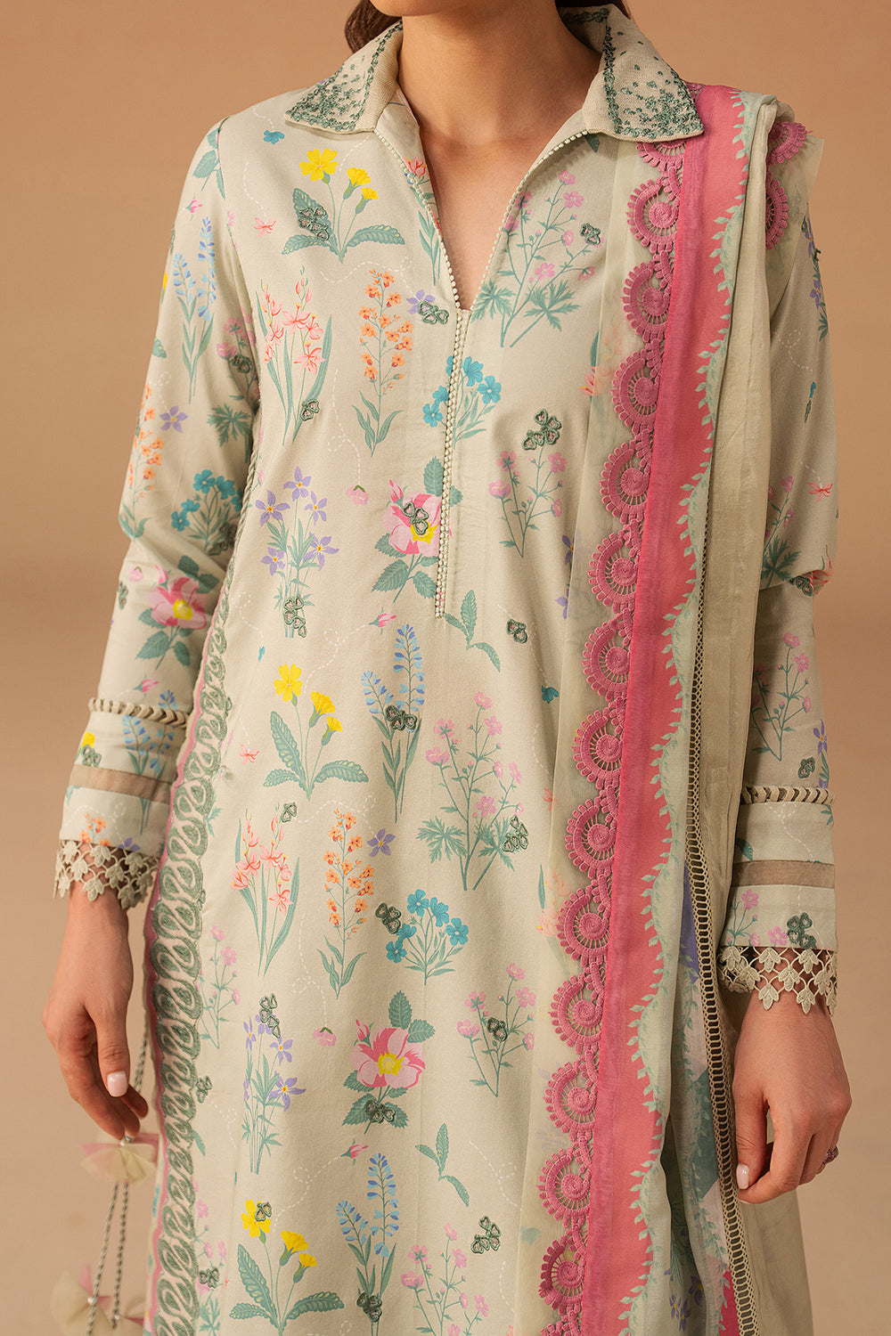 Afrozeh | The Haze 26 | Sunlaced Green - Luxury Dress - available at Maria Faisal in UK and USA.