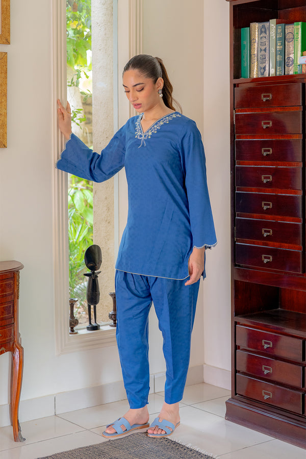 Sahar | Pre Essential Emb Edit | Indigo Edge - Ladies Clothes - Maria Faisal