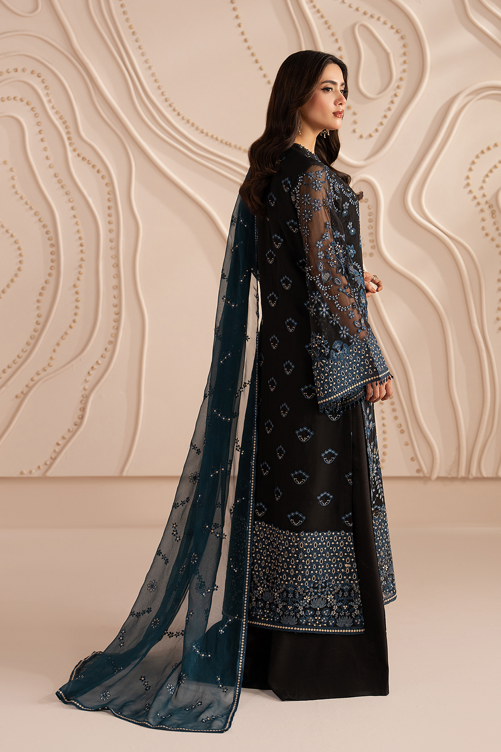 Lavish Premium | Izhare Muhabbat | Black Noir - Formal Dress - available at Maria Faisal in UK and USA.