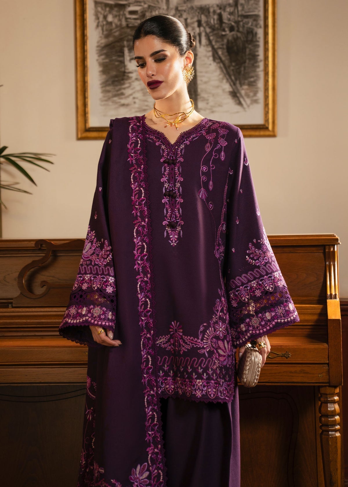 Roshanda – authentic Pakistani dress from the Gulana Winter 25 collection for women in the UK