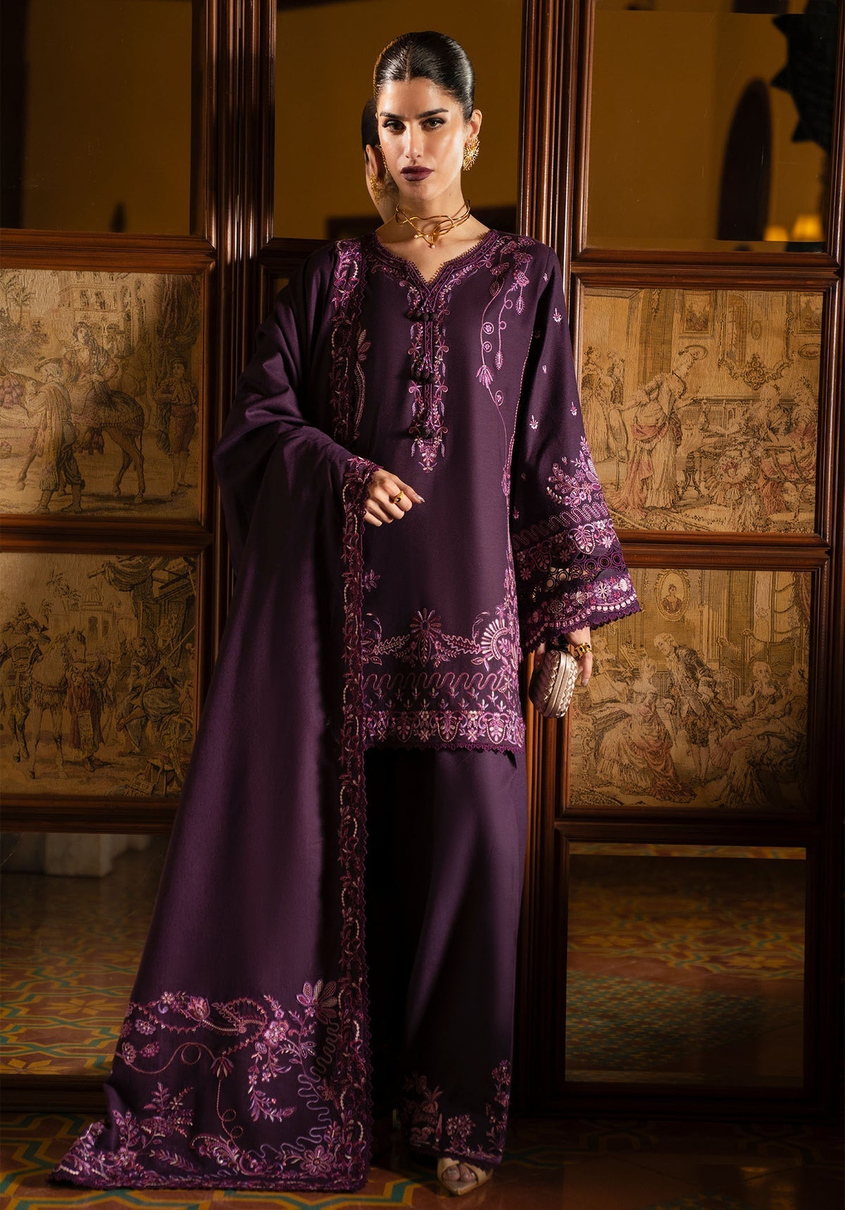 Roshanda – authentic Pakistani dress from the Gulana Winter 25 collection for women in the UK